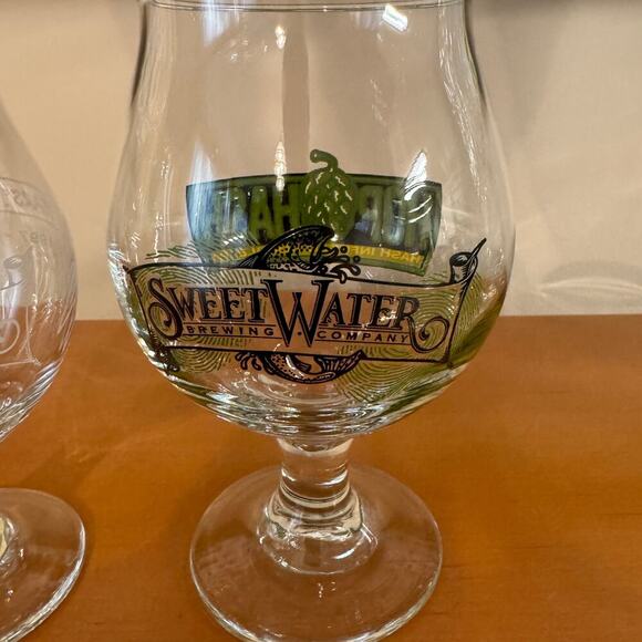 Sweetwater Brewing Vintage Wine Beer Glass (2) 20 Years of Heady Beers Hop Hash - Picture 2 of 5